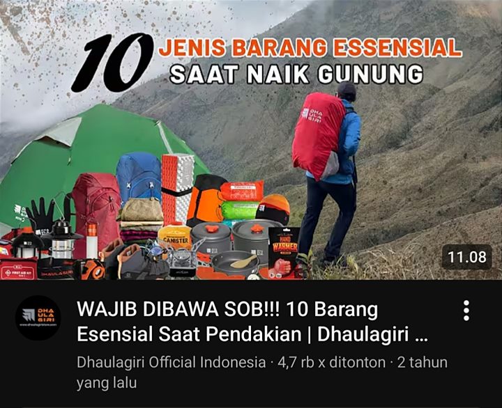 Barang esensial naik gunung